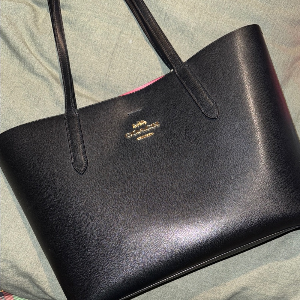 Coach Black Leather Tote Bag